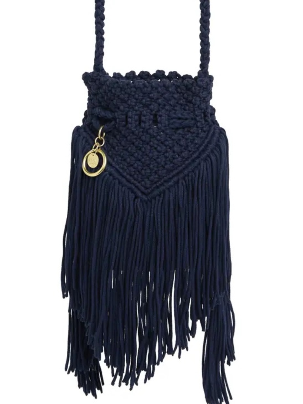 See By Chloe Roby Macrame Fringe Shoulder Bag Ultramarine Blue Boho New